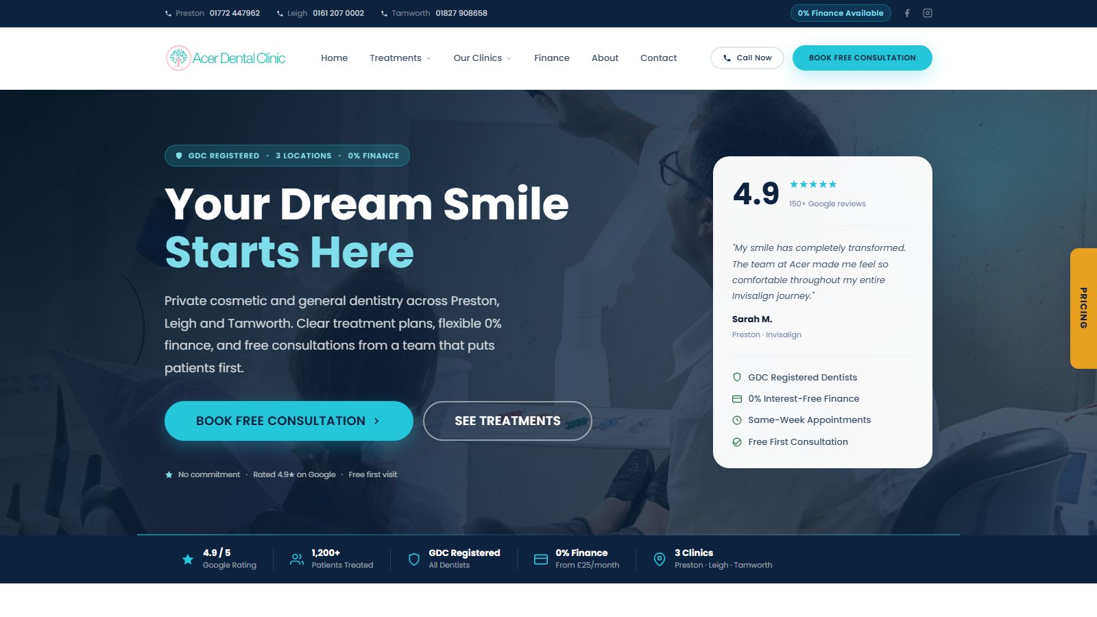 Acer Dental Clinic. website screenshot