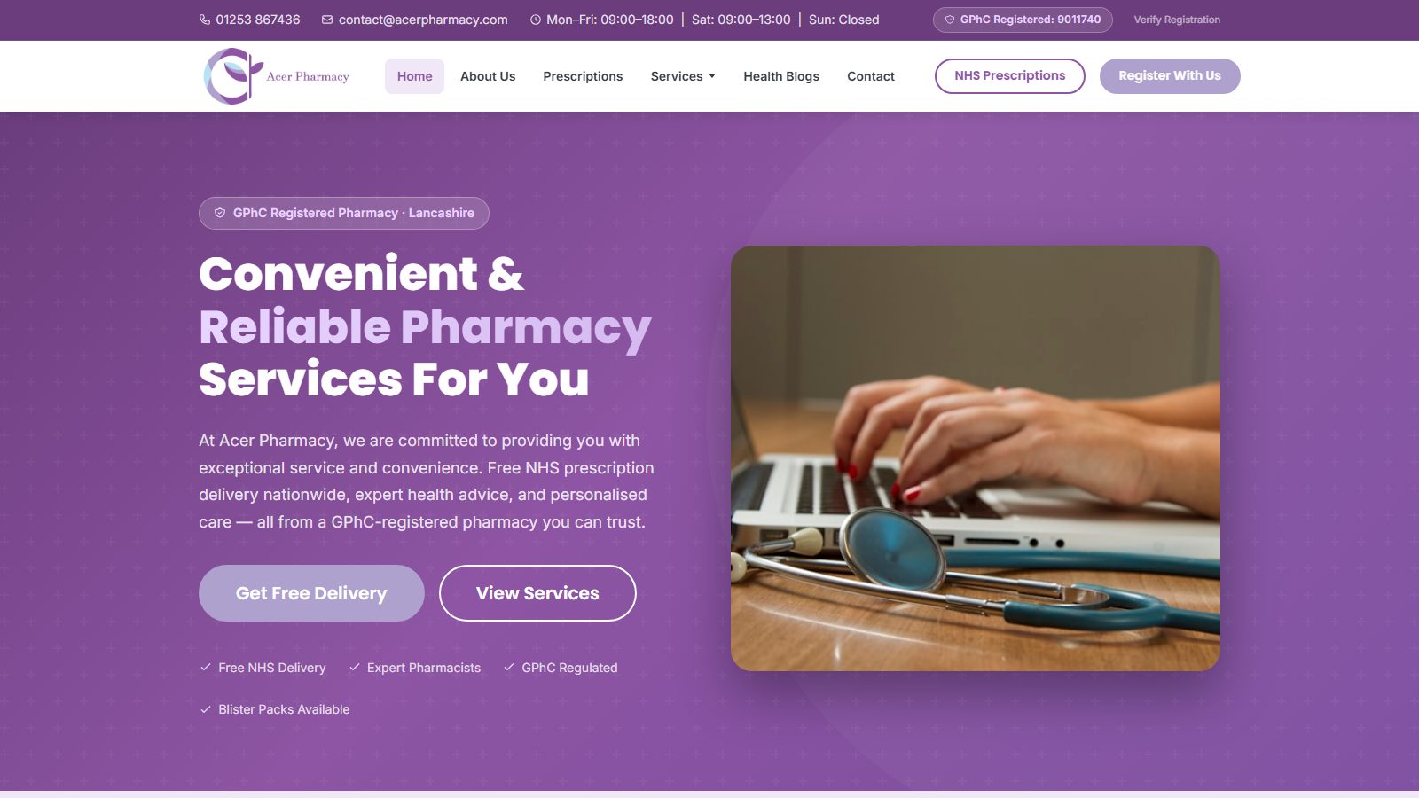 Acer Pharmacy. website screenshot