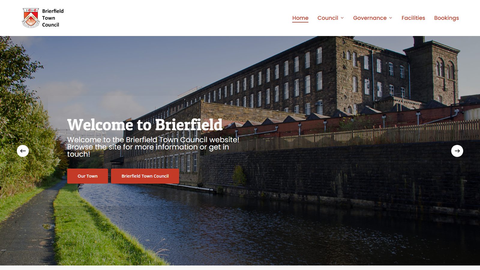Brierfield Town Council. website screenshot