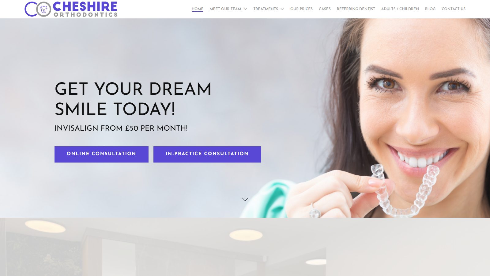 Cheshire Orthodontics. website screenshot