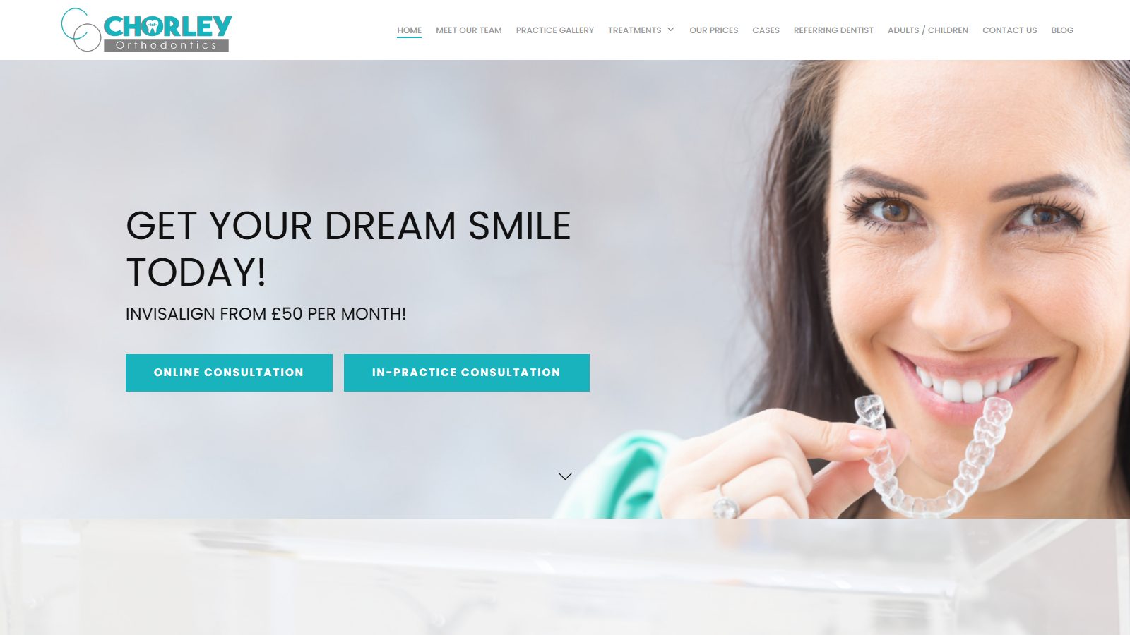 Chorley Orthodontics. website screenshot