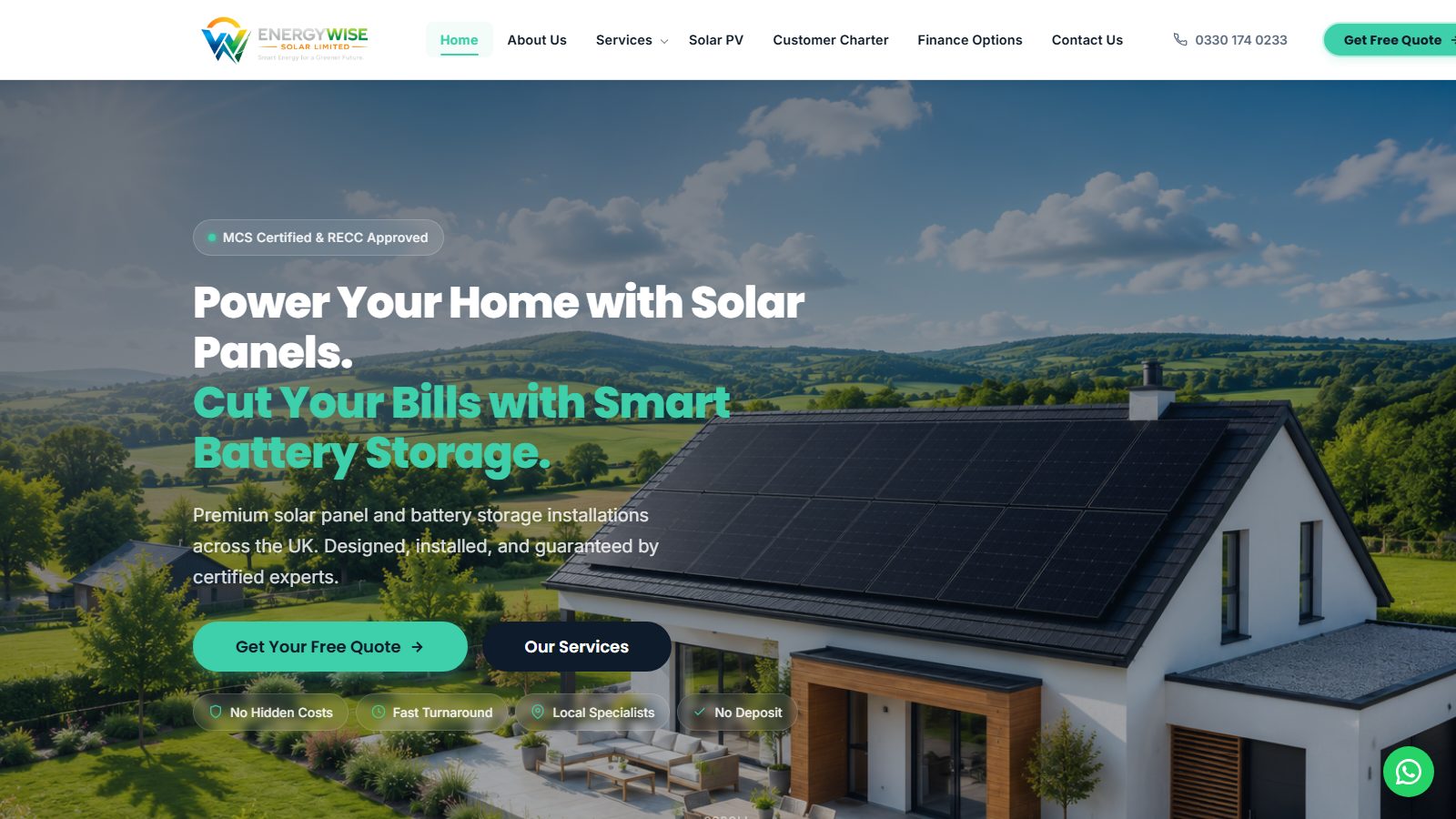 Energy Wise Solar. website screenshot