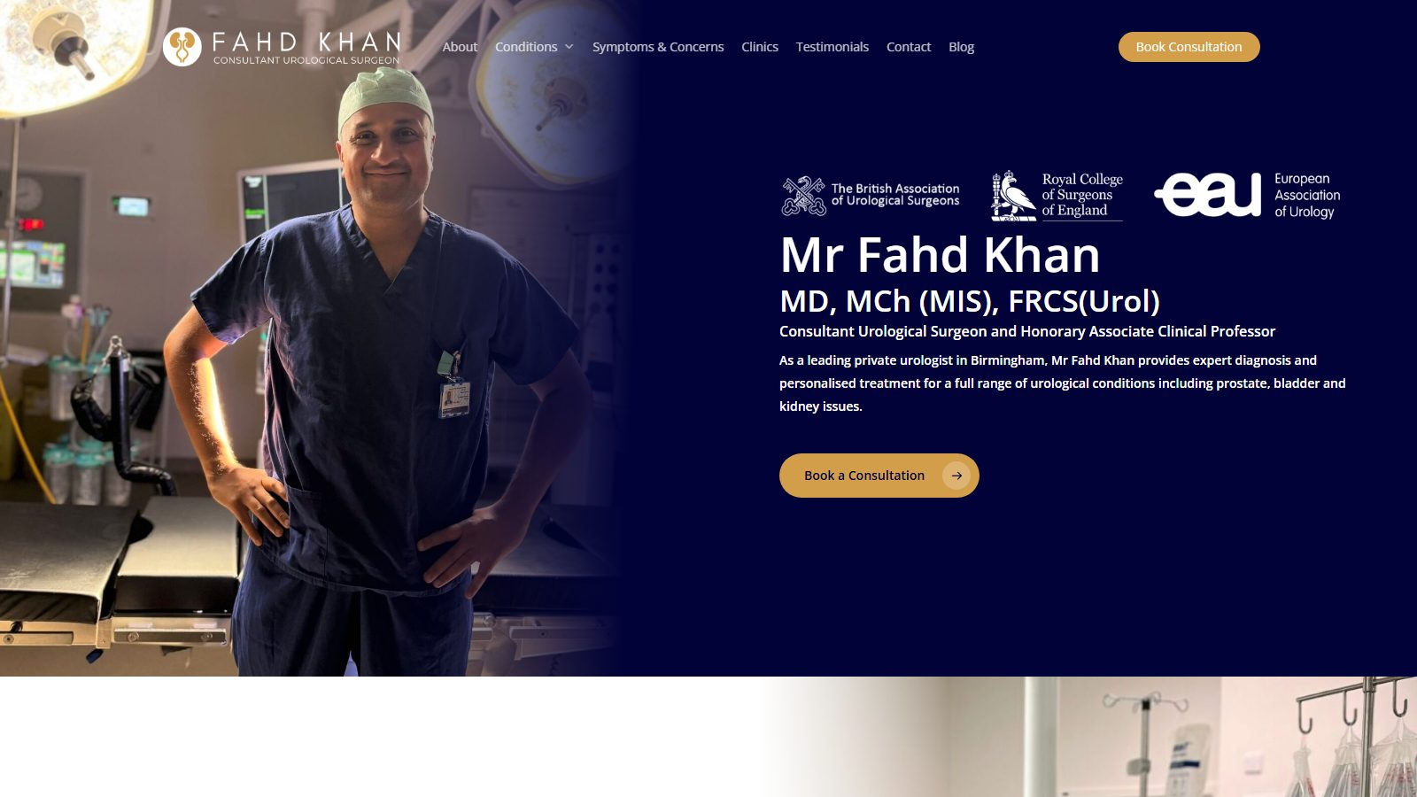 Fahd Khan Urology. website screenshot