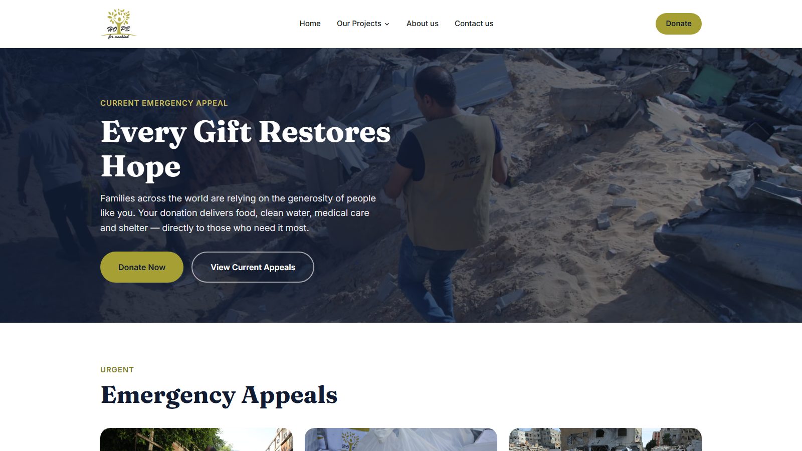 Hope For Mankind. website screenshot