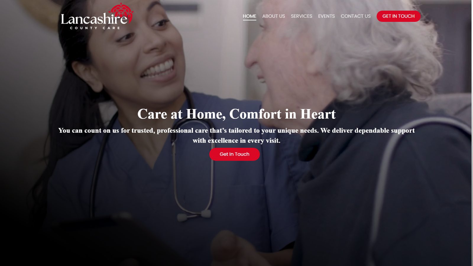 Lancashire County Care. website screenshot