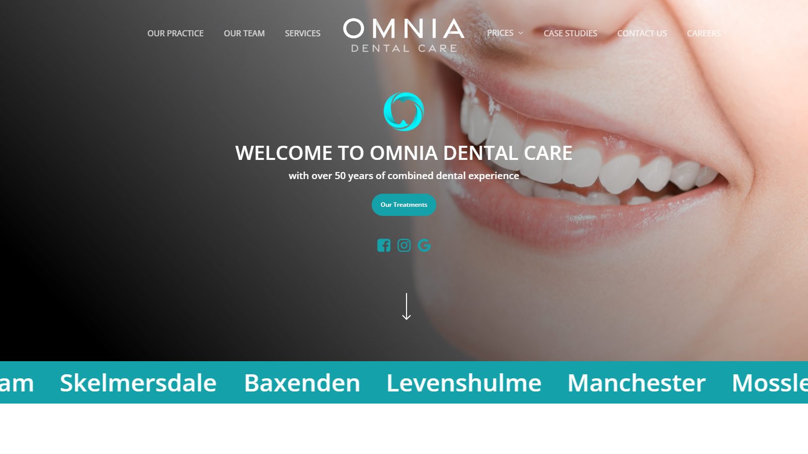Omnia Dental Care. website screenshot