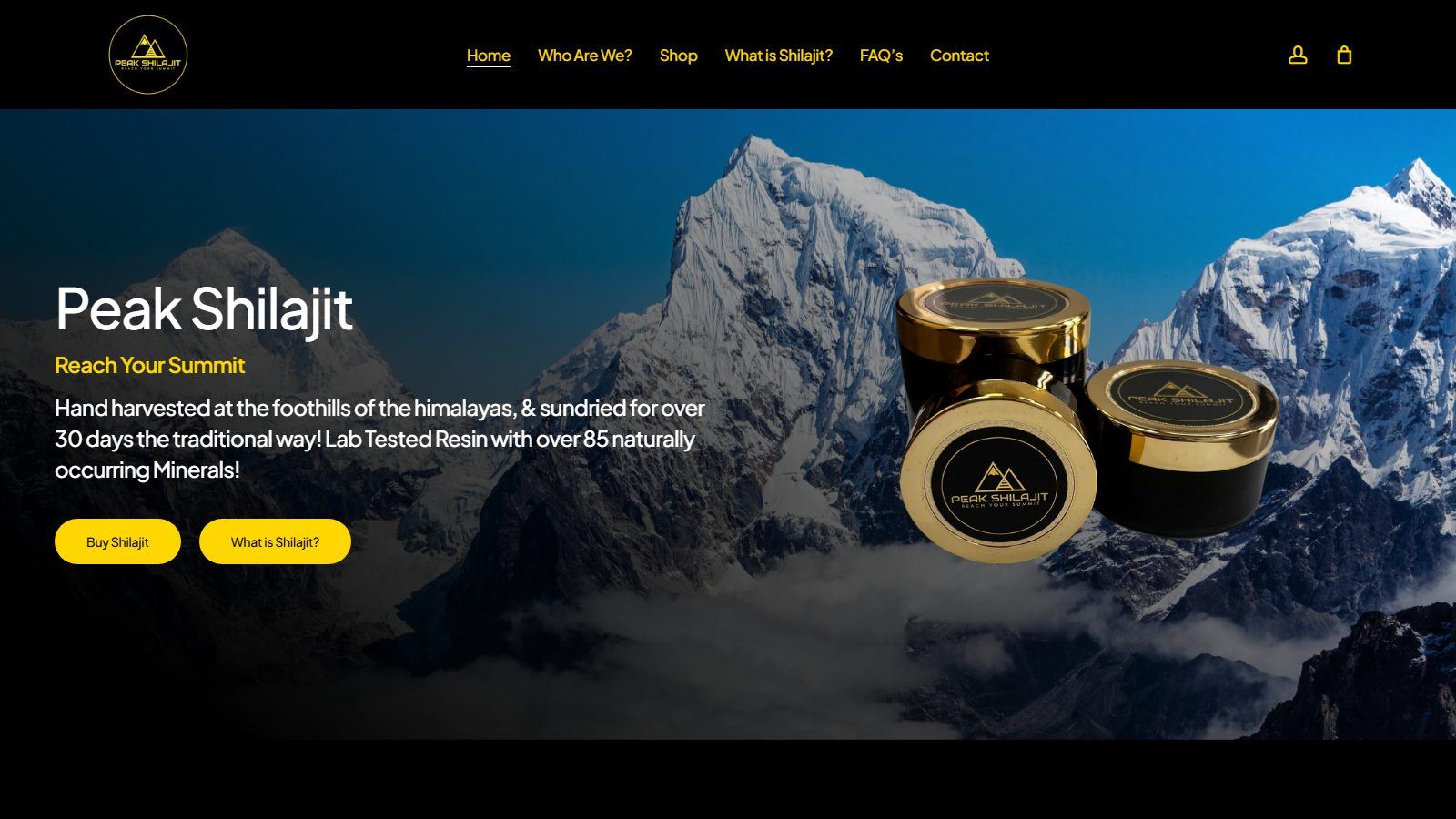 Peak Shilajit. website screenshot