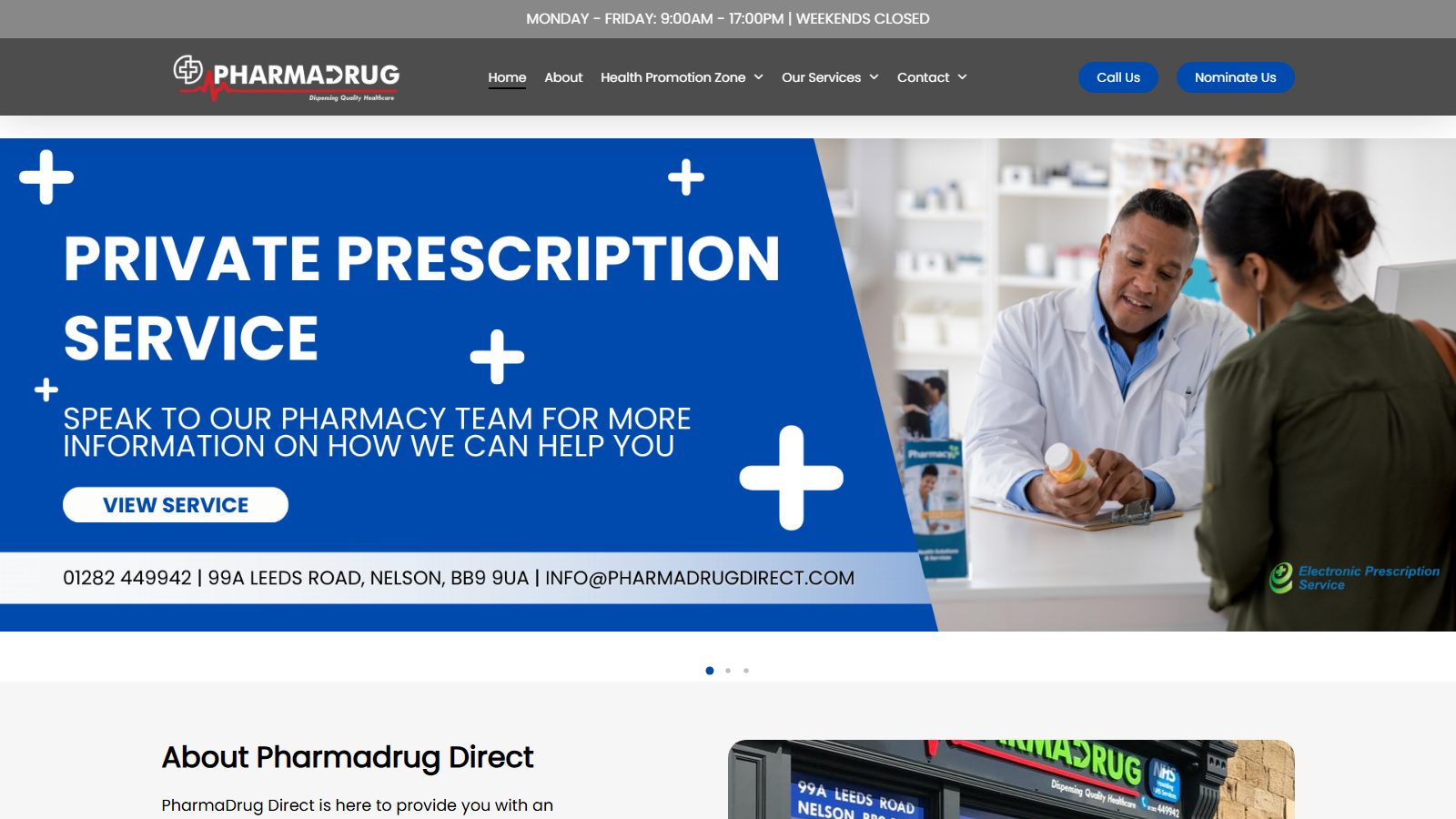 PharmaDrug Direct. website screenshot