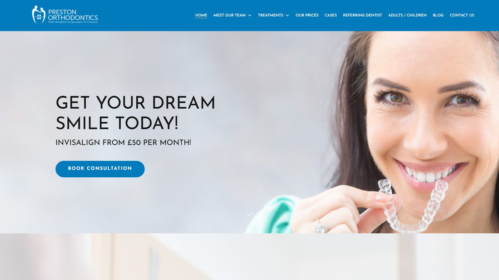 Preston Orthodontics. website screenshot