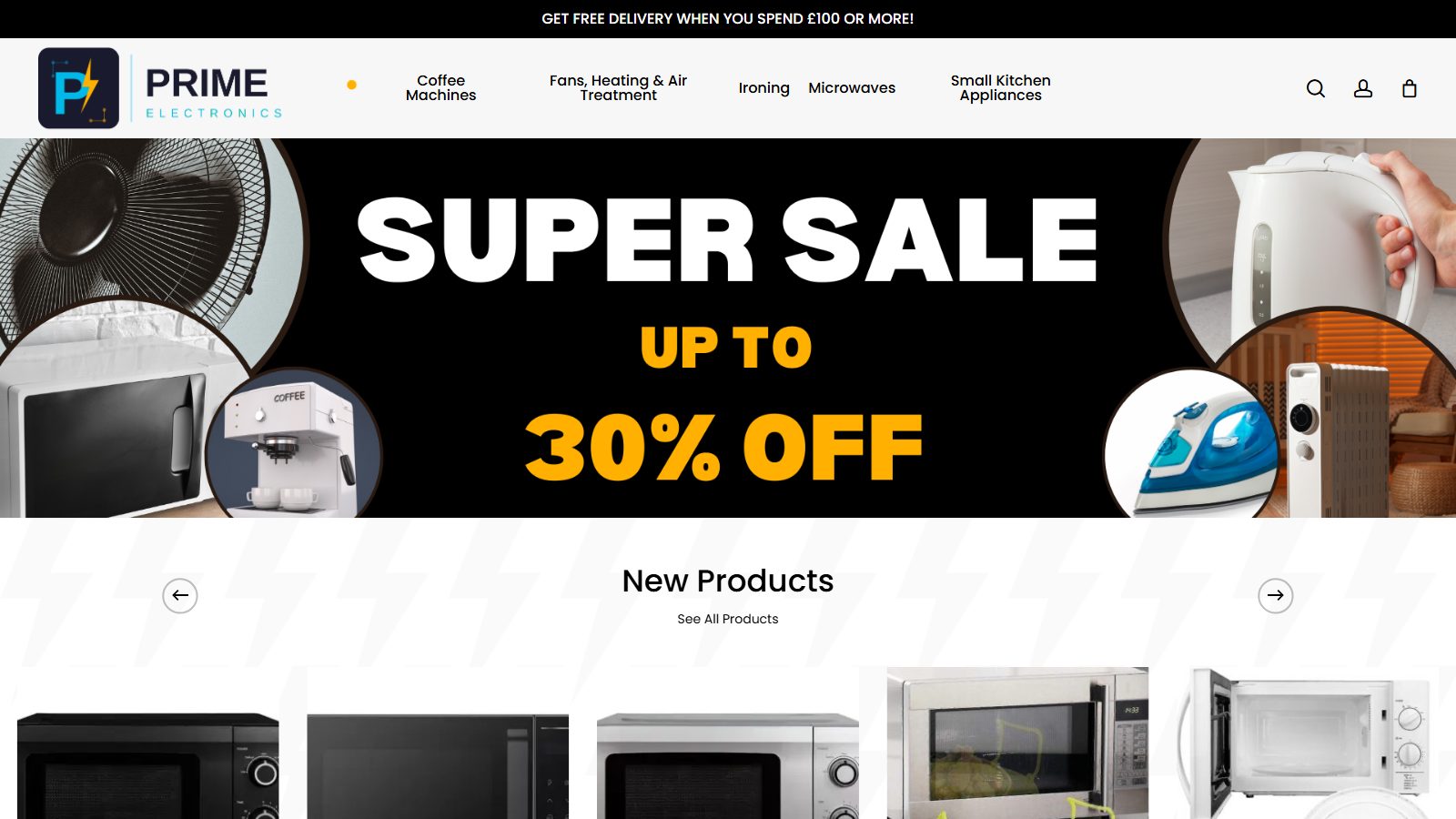 Prime Electronics. website screenshot
