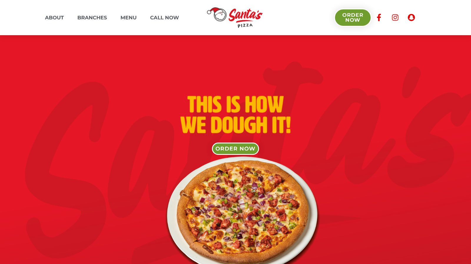 Santa's Pizza. website screenshot