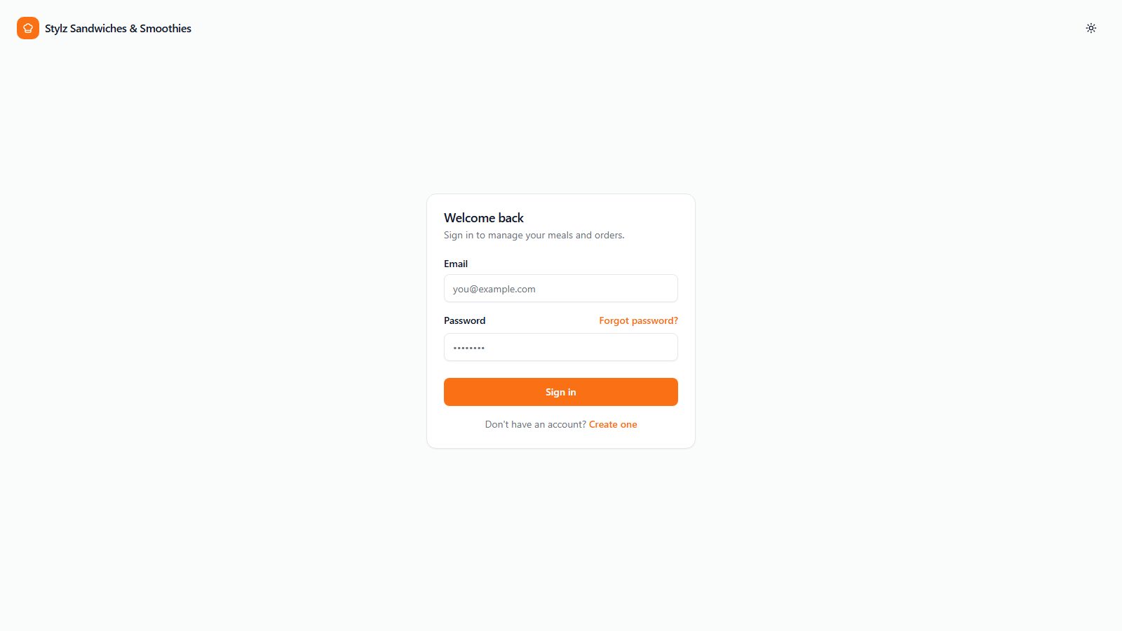 Stylz Sandwiches & Smoothies. website screenshot