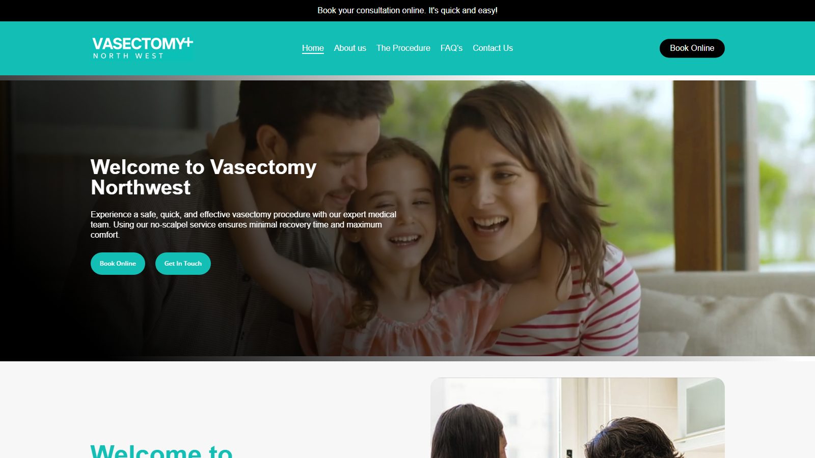 Vasectomy Northwest. website screenshot